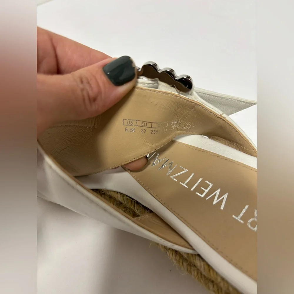 STUART WEITZMAN Pearl Buckle Thong Tan Espadrille Sandals Women’s Size 6 1/2